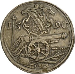 Schützenpreismedaille der Reichsstadt Straßburg im Wert eines halben Talers, 1590
