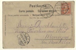 Eigenhändige Postkarte mit Unterschrift