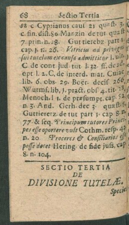 Sectio Tertia De Divisione Tutelae.