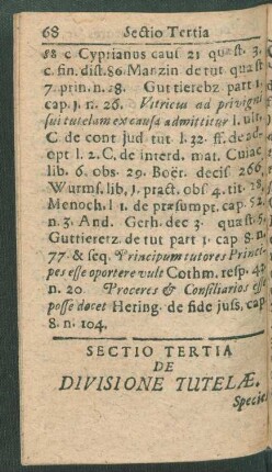 Sectio Tertia De Divisione Tutelae.