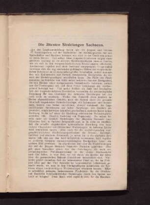 Die ältesten Siedelungen Sachsens.