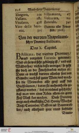 Das X. Capitel: Von der vierdten Neapolitanischen Provintz Basilicata
