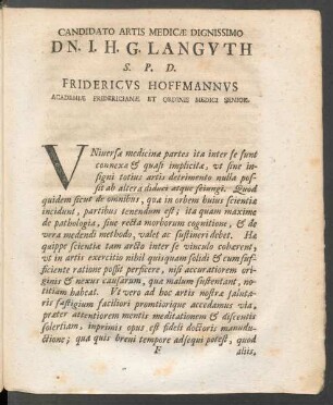 Candidato Artis Medicae Dignissimo DN. I. H. G. Languth ...