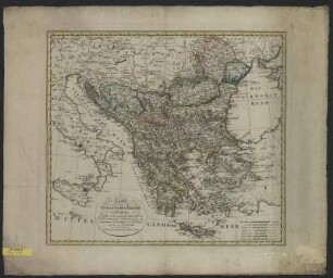 Karte vom europäischen Teil des Osmanischen Reichs und der angrenzenden Gebiete, 1:3 500 000, Radierung, 1802