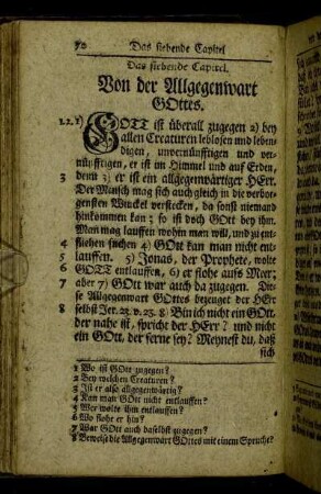 Das siebende Capitel. Von der Allgegenwart Gottes. - Das achte Capitel. Von der Allmacht Gottes.