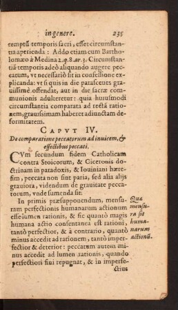 Capvt IV. De comparatione peccatorum ad inuicem, [et] effectibus peccati.