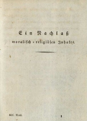 Ein Nachlaß moralisch-religiösen Inhalts