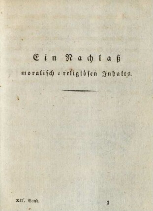 Ein Nachlaß moralisch-religiösen Inhalts