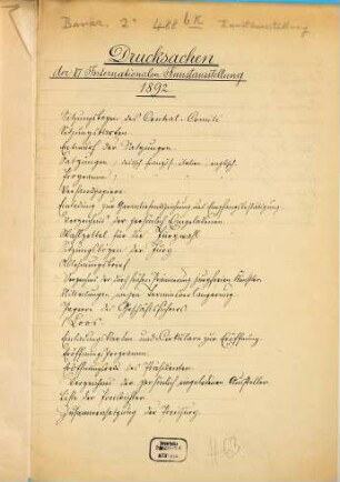 VI. Internationale Kunstausstellung 1892 im kgl. Glaspalaste zu München : (Sammlung darauf bezüglicher Schriften). in 1 Vol. gebunden