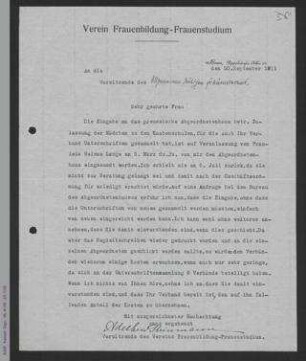 Brief von Adelheid Steinmann an Helene Lange