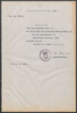 1929/30: Jahresbericht ... - 1929/30