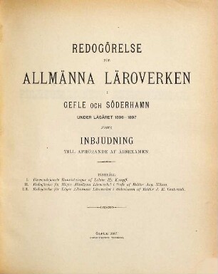 Redogörelse för Allmänna Läroverken i Gefle och Söderhamn. 1896/97