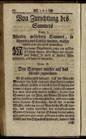 Von Zurichtung des Sammets.