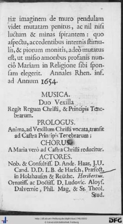Actores; Personae Musicae.