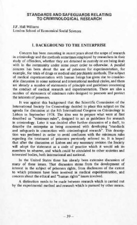 39-49, Standards and safeguards relating to criminological research