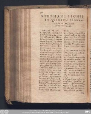 Stephani Pighii In Quartum Librum Valerii Maximi Annotationes.