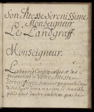 Widmung an den hessischen Landgrafen