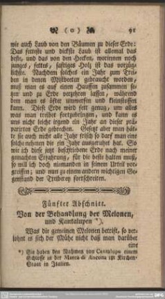 Fünfter Abschnitt. Von der Behandlung der Melonen und Kantalupen