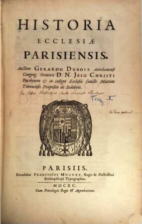 Historia Ecclesiae Parisiensis, [1]