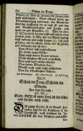 XLIV. Schutz im Trutz, Schirm im Sturm. - XLVII. Die dreyfache Schnur.