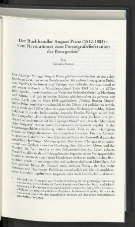 Der Buchhändler August Prinz (1810-1883) - vom Revolutionär zum Pornografielieferanten der Bourgeoisie