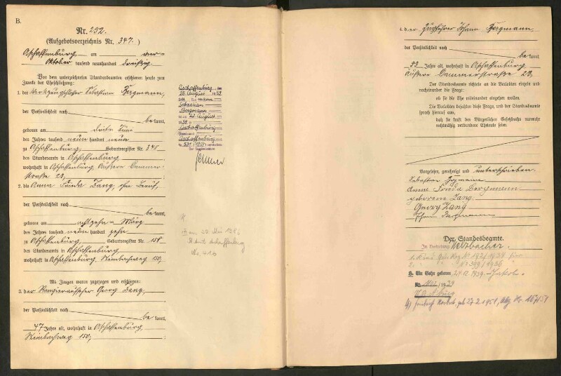 Standesamtsbuch der Stadt Aschaffenburg: Eheschließungen 252/1930 - 130/1931