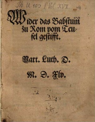 Wider das Babstum[m] zu Rom vom Teufel gestifft