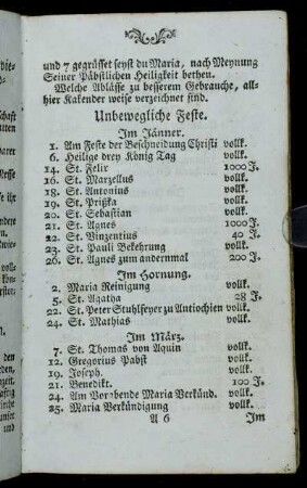 Unbewegliche Feste. - Bewegliche Feste.