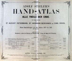 Adolf Stieler's Hand-Atlas über alle Theile der Erde ; Abtheilung I. ; Sechzehn colorierte Karten in Kupferstich