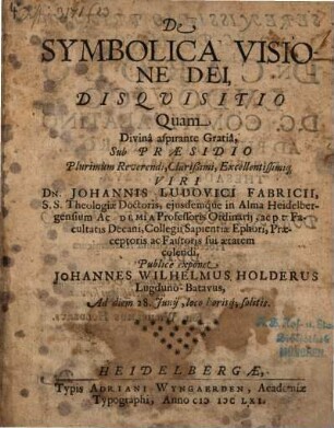 De symbolica visione Dei disquisitio