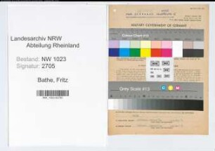 Entnazifizierung Fritz Bathe , geb. 16.03.1905 (Schlosser)