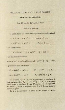 Sulla realità dei punti e delle tangenti comuni a due coniche.