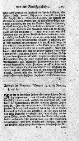 Apologie der Feyertage.