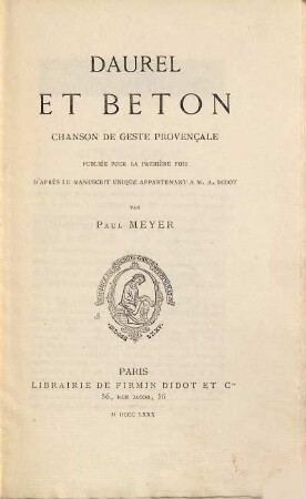 Daurel et Beton : chanson de geste provençale
