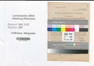 Entnazifizierung Margarete Hoffmann , geb. 30.09.1901 (Lehrerin)