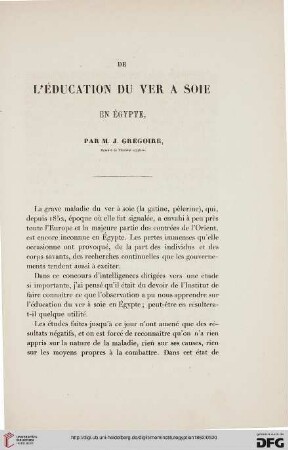 1: De l'éducation du ver à soie en Égypte