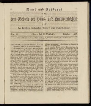 Nro. 27. (Nr. 5. des II. Bandes.) October 1825.