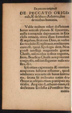 De Peccato Originali, & de libero Arbitrio, sive de viribus humanis.