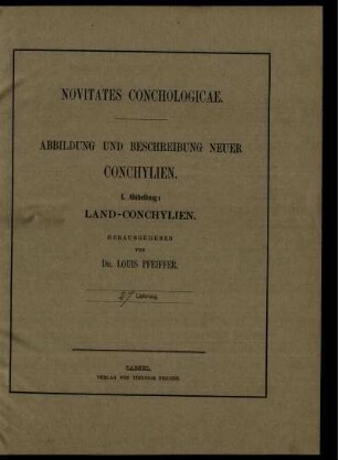 Novitates conchologicae. Abbildung und Beschreibung neuer Conchylien I. Abtheilung: Land-Conchylien. 27. Lieferung.
