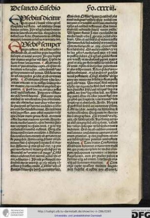 Eusebius dicitur ab eu quod est bonum et sebe quod dicitur eloquentia vel statio...