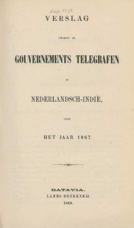 Verslag ... over het jaar 1867