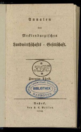 2: Annalen der Mecklenburgischen Landwirthschafts-Gesellschaft