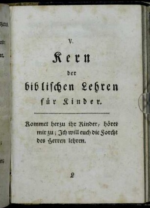 V. Kern der biblischen Lehren für Kinder.