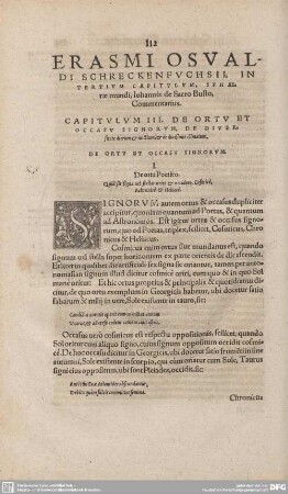 TERTIUM CAPITULUM, SPHAErae mundi, Ioannis de Sacro Busto, Commentarius. CAPITULUM III. DE ORTU ET OCCASU SIGNORUM, DE DIVERsitate dierum & noctium, & de divisione climatum.