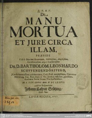 De Manu Mortua Et Iure Circa Illam