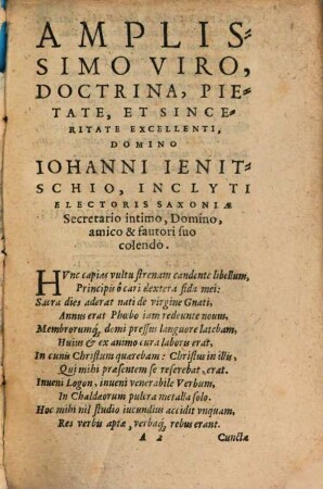 Libellus brevis, christianae fidei & doctrinae utilis & iucundus : continens collationem locorum textus biblici, & Chaldaicae ..., quae Thargum vocatur: in quibus Chaldaei usurparunt dictionem verbi, intelligentes Logon filium dei...