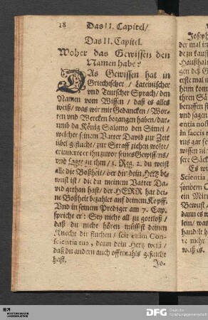 Das II. Capitel. Woher das Gewissen den Namen habe?