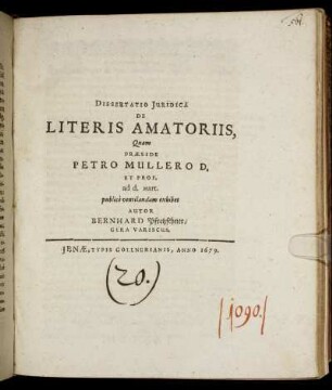 Dissertatio Iuridica De Literis Amatoriis