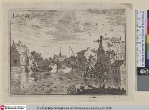 [Die Brücke über den Kanal; Watermill near a bridge]