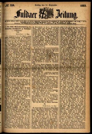 Ausgabe vom Freitag, den 14. September 1883.